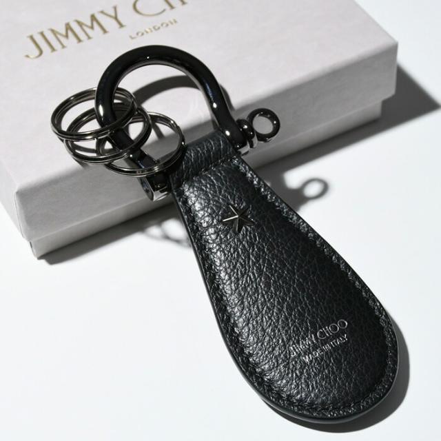 JIMMY CHOO ジミーチュウ キーリング キーホルダー Warren カーフレザー キーチャーム WARRENGRC メンズ BLACK ブラック 黒 ロゴ 星 カーフレザー シンプル 人気 おすすめ ギフト プレゼントの通販は 15,407円