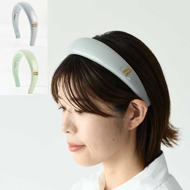 MIU MIU ミュウミュウ ヘアバンド ヘアアクセサリー パテントレザー 5IH025 069 レディース カチューシャ ブランドロゴ 人気 おすすめ ギフト プレゼントの通販は