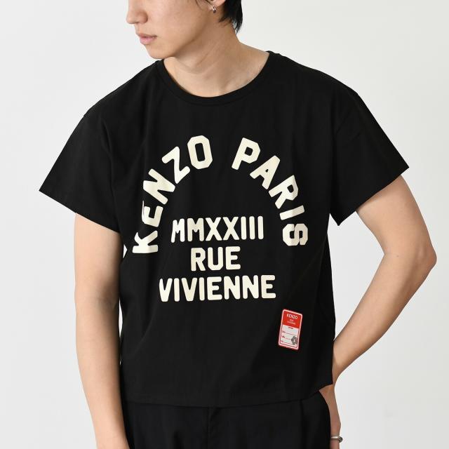 KENZO ケンゾー トップス RUE VIVIENNE Tシャツ FD55TS4594SC メンズ BLACK ブラック 黒 ロゴ プリント コットン ラウンドネック シンプル 人気 半袖 夏 おすすめ ギフト プレゼント
