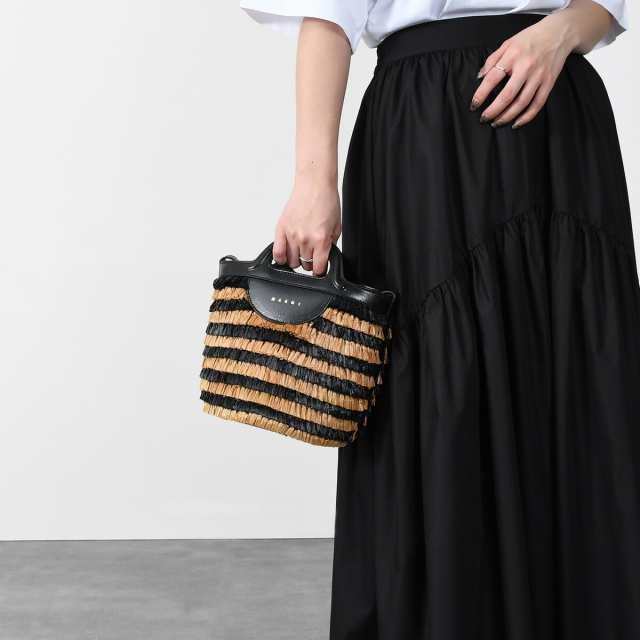 MARNI マルニ バッグ 鞄 ミニバケットバッグ フリンジ付き SCMP0056L4 P5353 レディース ショルダーバッグ ブラック ベージュ オレンジ