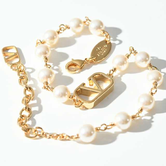 VALENTINO ヴァレンティノ ブレスレット アクセサリー Vロゴ WJ0G16UXM シグネチャー パールビーズ レディース ゴールド 金 パール アクの通販は