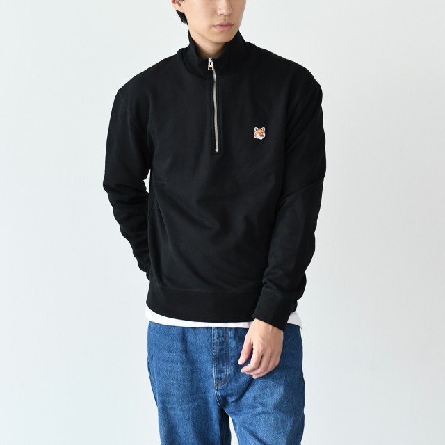 MAISON KITSUNE メゾンキツネ トップス トレーナー フォックスヘッド パッチ コンフォート ハーフジップ スウェットシャツ  MM00314KM0001 メンズ ブラック スウェット ハーフジップ コットン 長袖 シンプル 人気 おすすめの通販はau PAY マーケット -  セレクトショップ ...