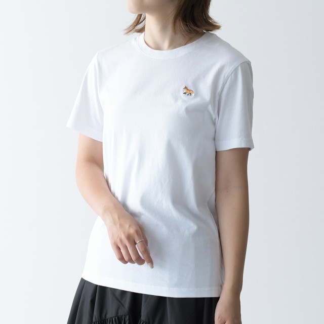 MAISON KITSUNE メゾン キツネ トップス ベイビーフォックス パッチ レギュラー Tシャツ MW00110 KJ0008 レディース ホワイト クルーネッ