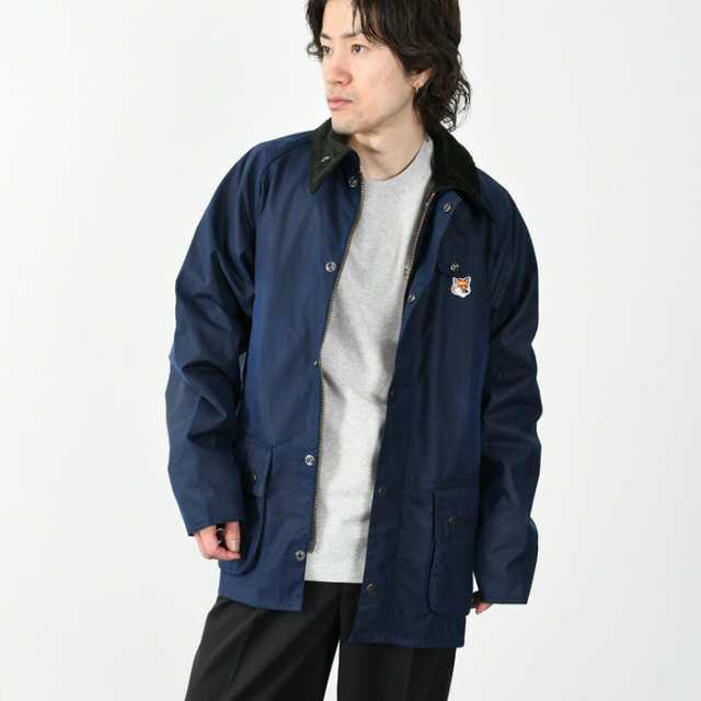 MAISON KITSUNE BARBOUR メゾンキツネ バブアー コラボ ジャケット ブルゾン アウター MWX2246 メンズ ネイビー ワックスジャケット オイ