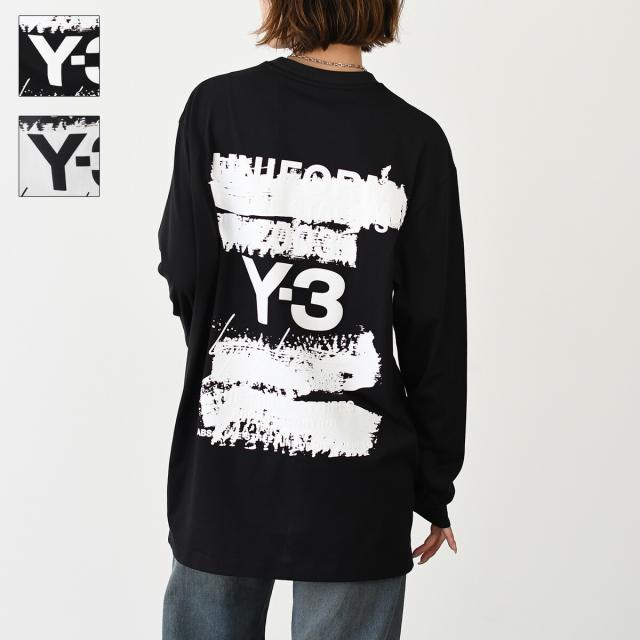 Y-3 ワイスリー Tシャツ カットソー U GFX LS TEE JN4880 JM3234 レディース ホワイト ブラック コットン 長袖 ユニセックス クルーネック