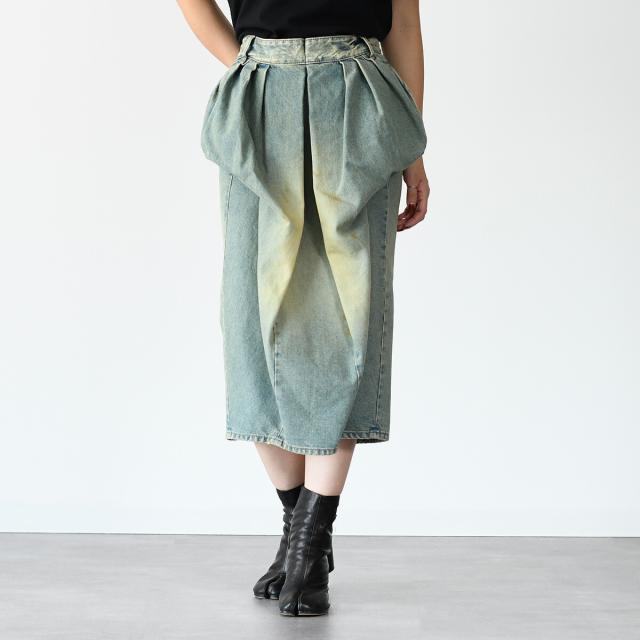 MAISON MARGIELA メゾン マルジェラ スカート ボトムス SI0MA0006 S30561 エフェクト ミディデニムスカート レディース デニム ダメージ加工 ウォッシュド加工 USED加工 ミディアムの通販は