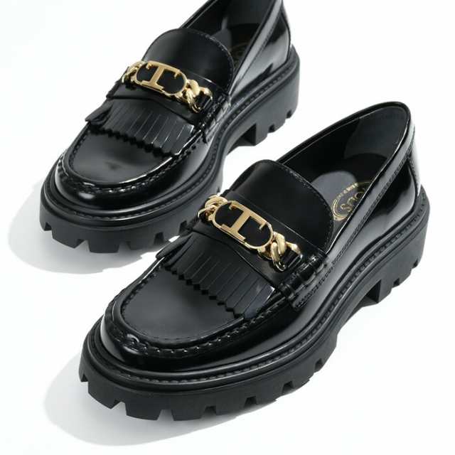 TODS トッズ 靴 シューズ レザーフリンジローファー XXW08J0GF80SHA レディース BLACK ブラック ローファー ロゴ シンプル 人気 おすすめ