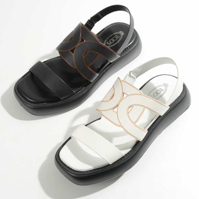 TODS トッズ サンダル カットアウトロゴサンダル XXW11K0IF10MID レディース ブラック ホワイト 春夏 ロゴ シンプル 人気 おすすめ ギフ