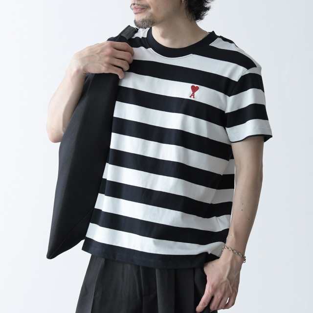 AMI ALEXANDRE MATTIUSSI AMI PARIS アミ パリス トップス Tシャツ ストライプ オーガニックコットンジャージー UTS038 JE0069 メンズ ユ