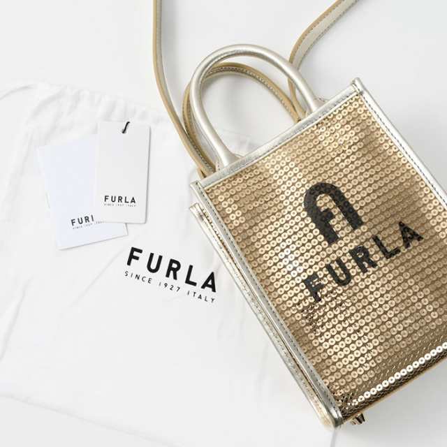 FURLA フルラ バッグ OPPORTUNITY MINバッグ レディース スパンコール NERO CHAMPAGNE シャンパン ゴールド  2way ハンドバッグ ショルダ｜au PAY マーケット