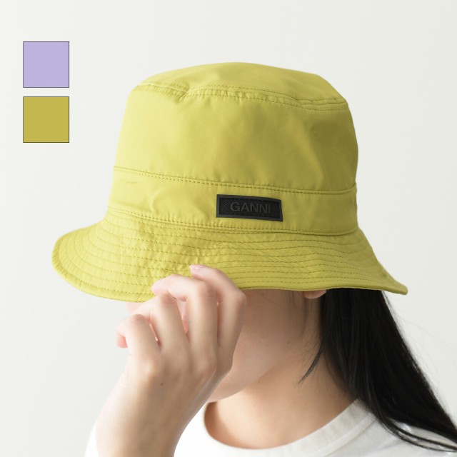 GANNI ガニ— ハット ロゴ バケットハット バケハ 帽子 Bucket Hat A5522 A5523 レディース OLIVEDRAB イエローグリーン LIGHT LILAC ラ