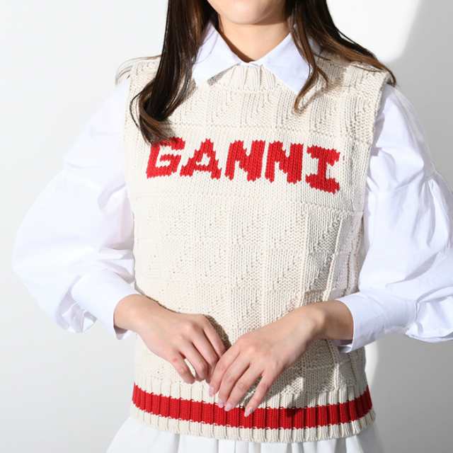 GANNI ガニー ニット ベスト COTTON ROPE VEST K1827 レディース 春