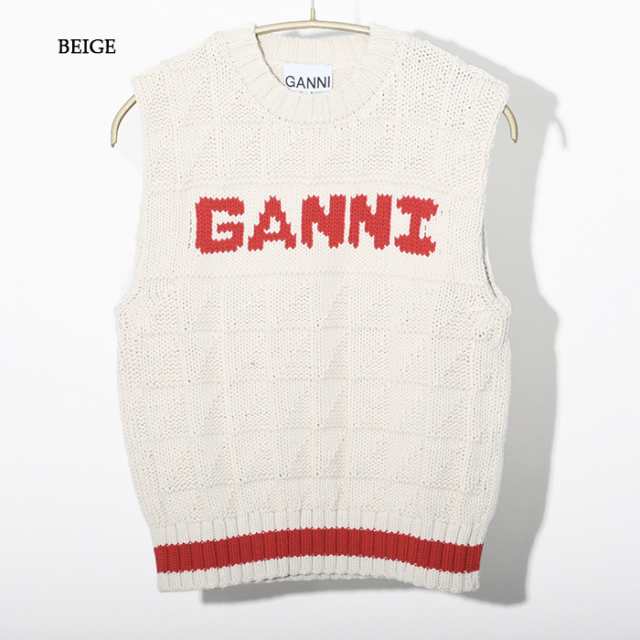 GANNI ガニー ニット ベスト COTTON ROPE VEST K1827 レディース 春