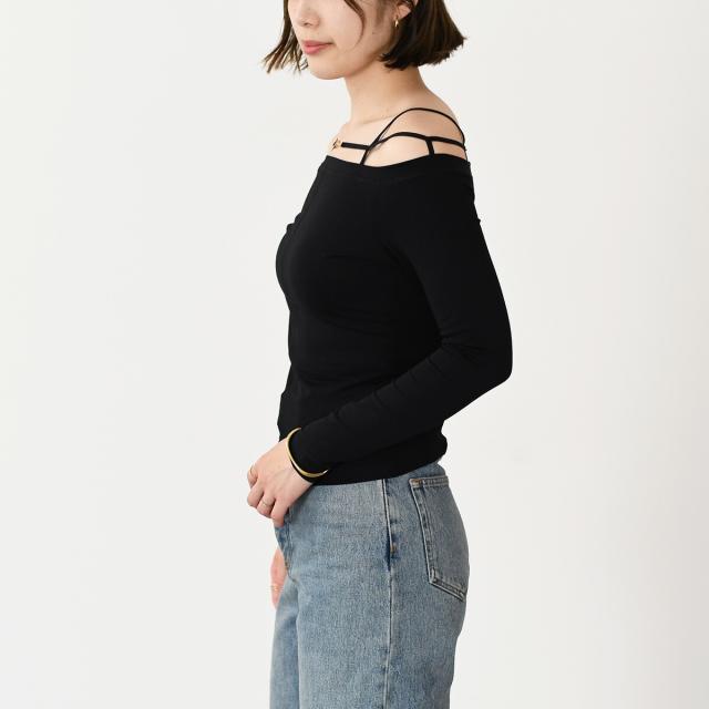 JACQUEMUS ブラック オフショルダー トップス
