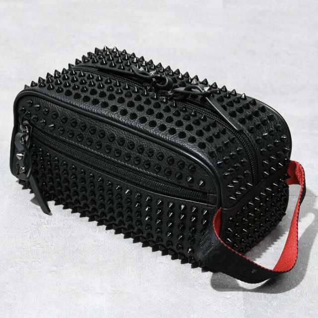 Christian Louboutin BLASTER SPIKE クラッチBAG ハンドバッグ スタッズ 黒 ロゴ ラバー メンズ BLACK 1205207 スタッズ 人気 おすすめ