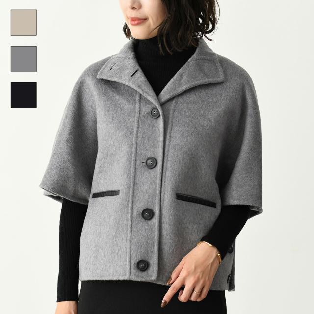 Max Mara マックスマーラ ケープ ポンチョ 羽織り ROLL 4736144106 ロール カシミヤ ショートケープ レディース ブラック ベージュ 五分袖 シンプル エレガントの通販は