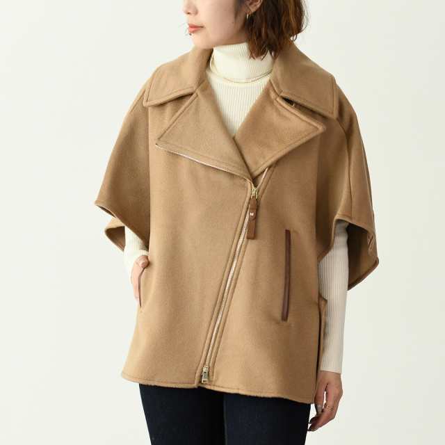 Max Mara マックスマーラ ポンチョ アウター SEGNALE シグナル カシミア バイカージャケット ケープ 4736114206 レディース ベージュ オーバーサイズ ジッパー開閉 秋冬の通販は