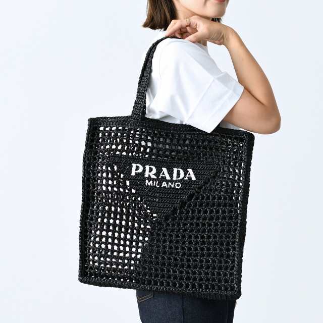 PRADA プラダ かごバッグ バッグ トートバッグ ハンドバッグ クロシェトートバッグ 1BG393 2C2T レディース ブラック クロシェ編み  ラフィア風 ロゴ 春夏 人気 おすすめ の通販はau PAY マーケット - セレクトショップＦＥＬＩＣＥ | au PAY マーケット－通販サイト