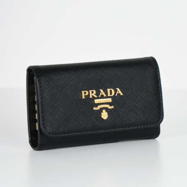 PRADA プラダ サフィアーノ キーケース キーホルダー 4連 キーリング 取り外し可能 SAFFIANO レザー ブラック 牛革 プレゼント ギフト