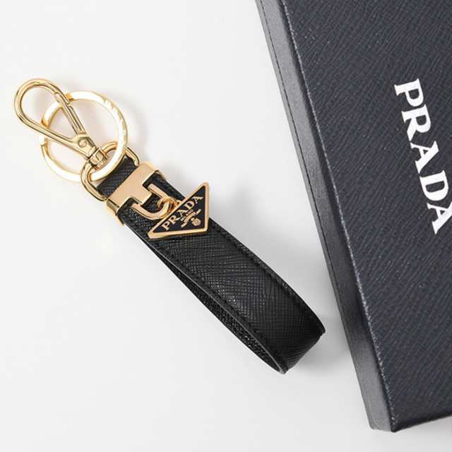 PRADA プラダ キーチャーム キーリング サフィアーノレザー 1PP185 053 レディース ブラック トライアングルロゴ バッグチャーム キーホルダー