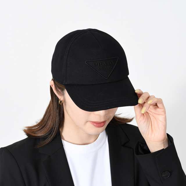 PRADA プラダ キャップ 帽子 CAP デニムベースボールCAP 2HC179 2FMB 黒 ブラック ユニセックス レディース  トライアングルロゴ エナメル｜au PAY マーケット