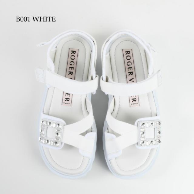 Roger Vivier ロジェ ヴィヴィエ ヴィヴ ゴーシック トレッキー ストラス バックル テクニカル ファブリック サンダル RVW70637560T58 レディース ホワイト ブラック ビジュー ロゴ 人気 おすすめ プレゼント ミュール