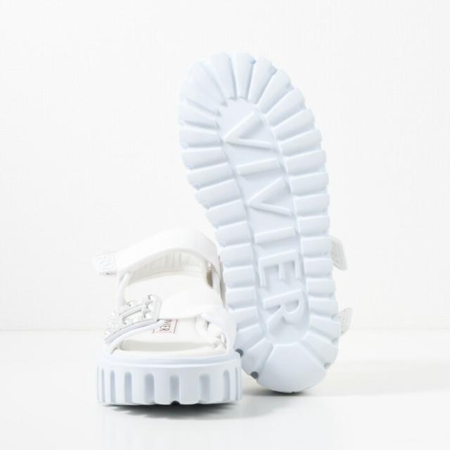 Roger Vivier ロジェ ヴィヴィエ ヴィヴ ゴーシック トレッキー ストラス バックル テクニカル ファブリック サンダル RVW70637560T58 レディース ホワイト ブラック ビジュー ロゴ 人気 おすすめ プレゼント ミュール