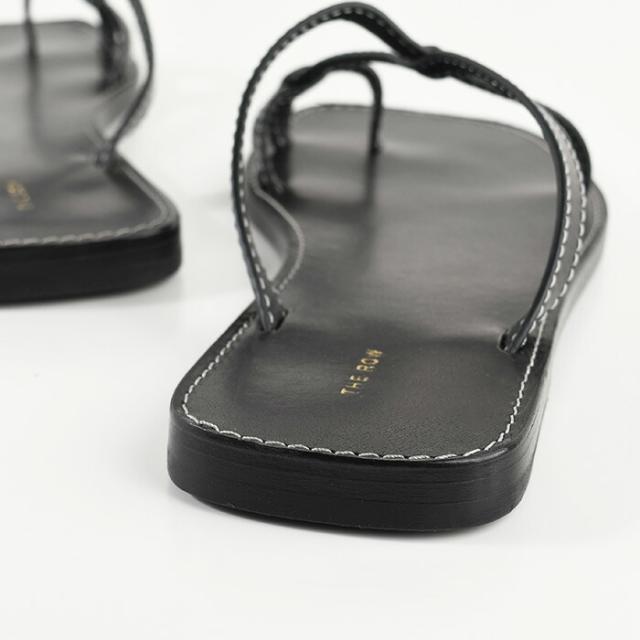 THE ROW☆Link リンク クロスストラップ レザー サンダル BLACK THE ROW ザ・ロウ フラットサンダル Link レザーサンダル