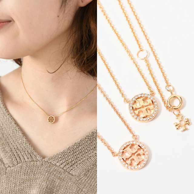 TORY BURCH トリーバーチ ネックレス アクセサリー 53420 レディース ジュエリー ミラーパヴェネックレス ダブルT ゴールド クリスタル ロゴ の通販は