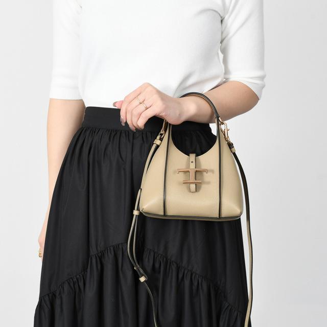 【訳あり】TODS トッズ バッグ ショルダーバッグ T タイムレス ホーボーバッグ XBWTSBE0000Q8E レディース ベージュ コンパクト ミニバッグ