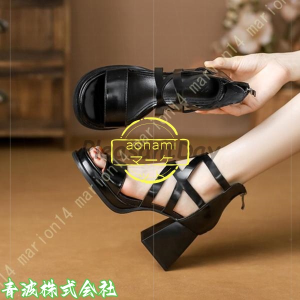 新登場 SNS話題 7 オープントゥ ファスナー 太ヒール ハイヒール 夏