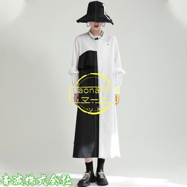 APPAREL]/ディオラート/ネクタイ付・Wガーゼ ダメージシャツ ブラック