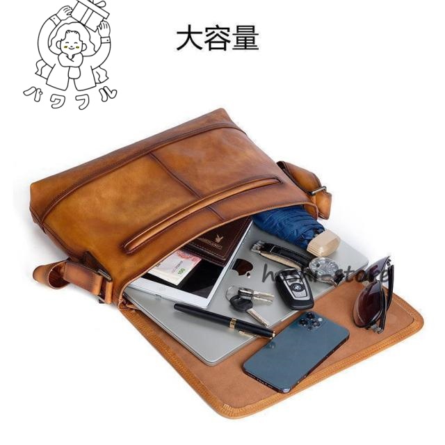 注目ランキング上位 毎日使える便利品 メッセンジャーバック 斜めがけ レザー 大容量 今だけ ショルダーバッグ 通勤 -0046 肩掛け おしゃれ メンズバッグ ビジネスバッグ 3色 話題商品 職人手作りヌメ革 SNS話題 送料無料実施中