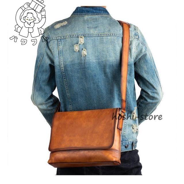 注目ランキング上位 毎日使える便利品 メッセンジャーバック 斜めがけ レザー 大容量 今だけ ショルダーバッグ 通勤 -0046 肩掛け おしゃれ メンズバッグ ビジネスバッグ 3色 話題商品 職人手作りヌメ革 SNS話題 送料無料実施中