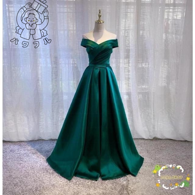 生活快適特集 品質安心 グリーン 披露宴 ウェディングドレス 演奏会 二次会 今だけ カラードレス オフショルダー 即納OK ロングドレス ウエディングドレス 発表会 パーティードレス レビュー高評価 結婚式 花嫁 緑 数量限定入荷