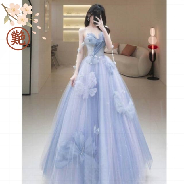 成人式 ドレス カラードレス ライン ロングドレス 花嫁 音楽会 演奏会用ドレス 送料無料 ウエディングドレス 二次会 イブニングドレス ブルー 宴会