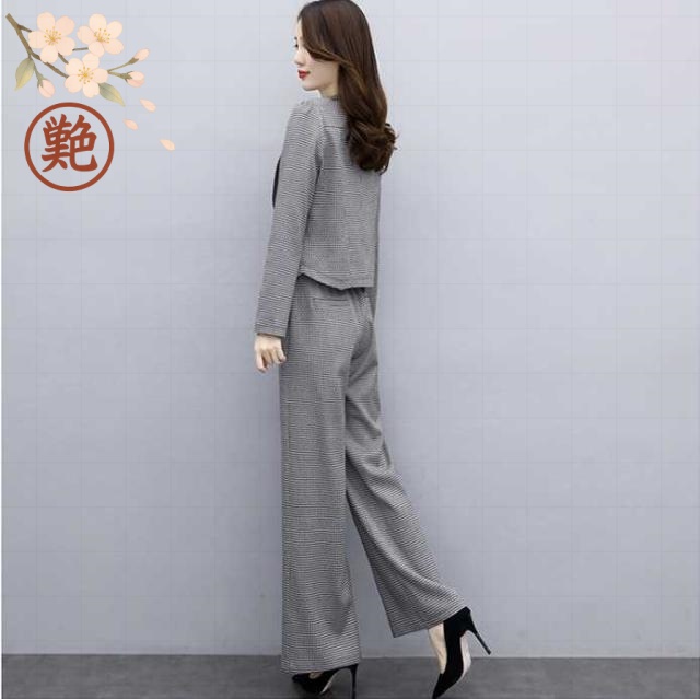 きれいめ 大きいサイズ 韓国ファッション  チェック柄 レディースファッション 2 20代 秋冬 30代 格子柄 ツーピース 60代 50代 ツーウェイスーツ 40代 セットアップ   春 きれいめ 大きいサイズ 韓国ファッション チェック柄 レディース