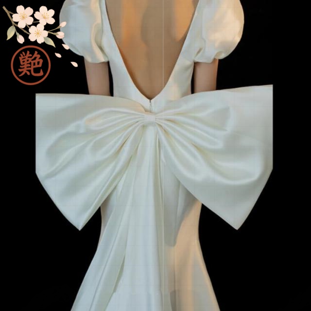 ウェディングドレス フィッシュテール ホワイト スクエアネック マーメイドライン ウエディング ワンピース 長袖 パーティードレス 白 パフスリーブ ウェディング 海外 背空き トレーン付き 五分袖 トレーン付きドレス 結婚式 挙式