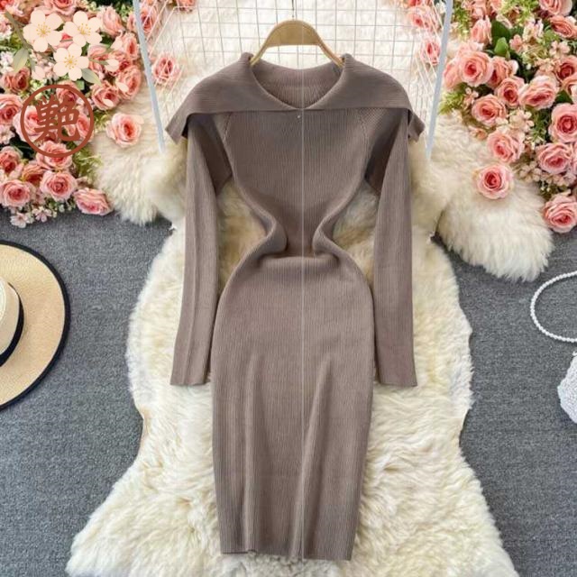 リブ 春秋 ニットワンピース 秋冬 長袖 ひざたけ タイトニットワンピース 膝丈 ロング丈 ニット スリット タイトニット ロングニットワンピース タイトワンピース 無地 スリット タイト リブ 春秋 ニットワンピース 秋冬 長袖 ひざたけ タイトニット