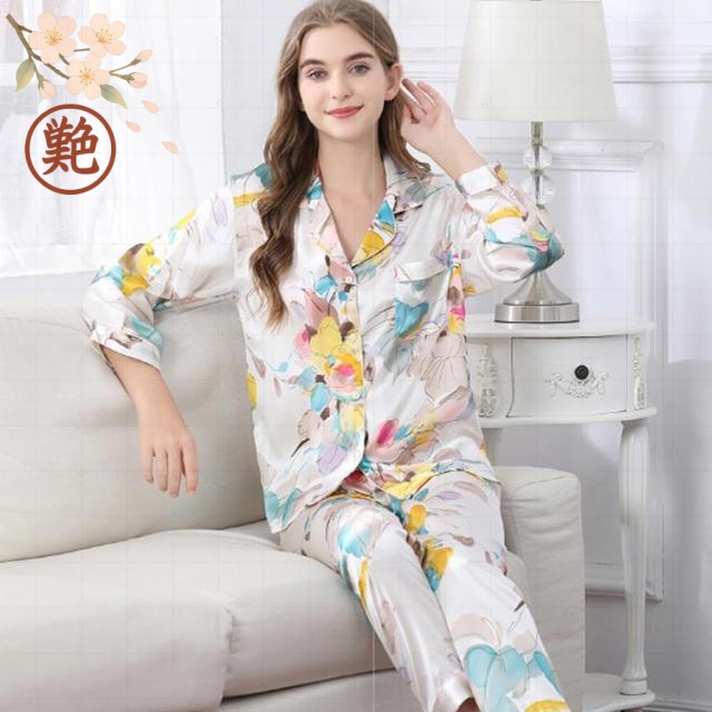 ルームウェア 美肌 上下セット 快適 パンツ 寝間着 シルク 速乾 ナイトウエア 吸湿 シルクパジャマ レディース ロング 消臭 絹 敏感肌 パジャマ シャツ 2点セット 部屋着 大人 長袖 抗菌 ウエストゴム 光沢 高品質
