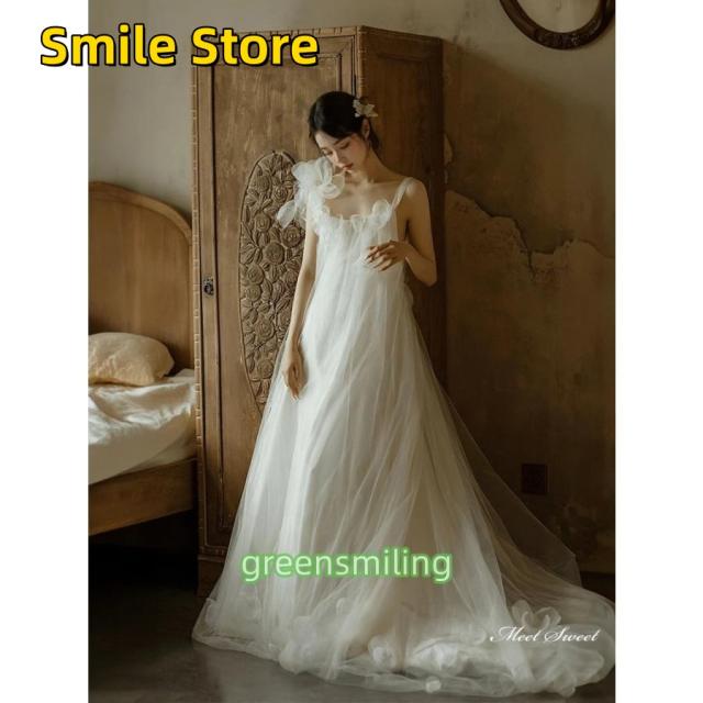 【SmileStore】ロングドレス 二次会 ブライダル スレンダーライン 結婚式 Aラインドレス 前撮り ウエディングドレス 花嫁 「爆買」ウェディングドレス ノースリーブ チュール トップス