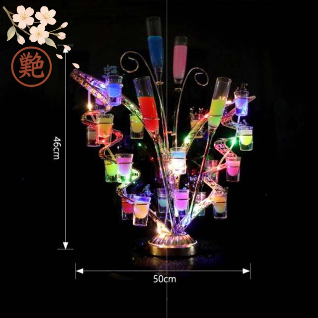 充電式 コードレス カクテルグラスホルダー テキーラ観覧車 酒カップ 酒グラス棚 操作簡単 雰囲気作り 蝶型
