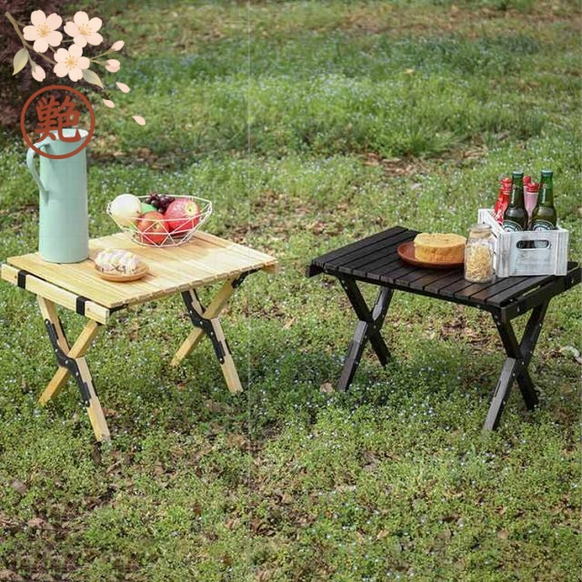 レジャー ウッドロールテーブル アウトドアテーブル キャンプ テーブル 55 ローテーブル お花見 木製 ミニテーブル バーベキュー コンパクト 収納 折りたたみ ピクニック 作業台
