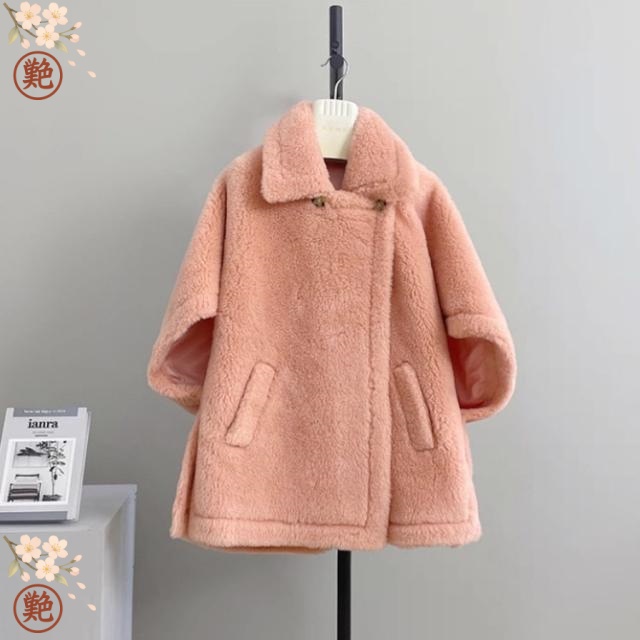 ケープ ケープコート アウター テディ ウールコート ファー マント ロングコート 冬 コート レディース ウール ファーコート ボアジャケット 大人 ポンチョ ボア ジャケット 秋 ミディアム丈 大きいサイズ 上品 防寒 暖かい きれいめ 大人可愛い