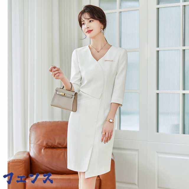 秋の新作特集 ギフトにも最適 着痩せ オフィス レディース 売上急増中 軽量仕様 事務服 無地 ビジネス 大きいサイズ 膝丈 vネック 受付 ユニフォーム 制服 ワンピース キレイめ エステサロン フォーマル 夏 おしゃれ 送料無料 低身長 お買い得プライス
