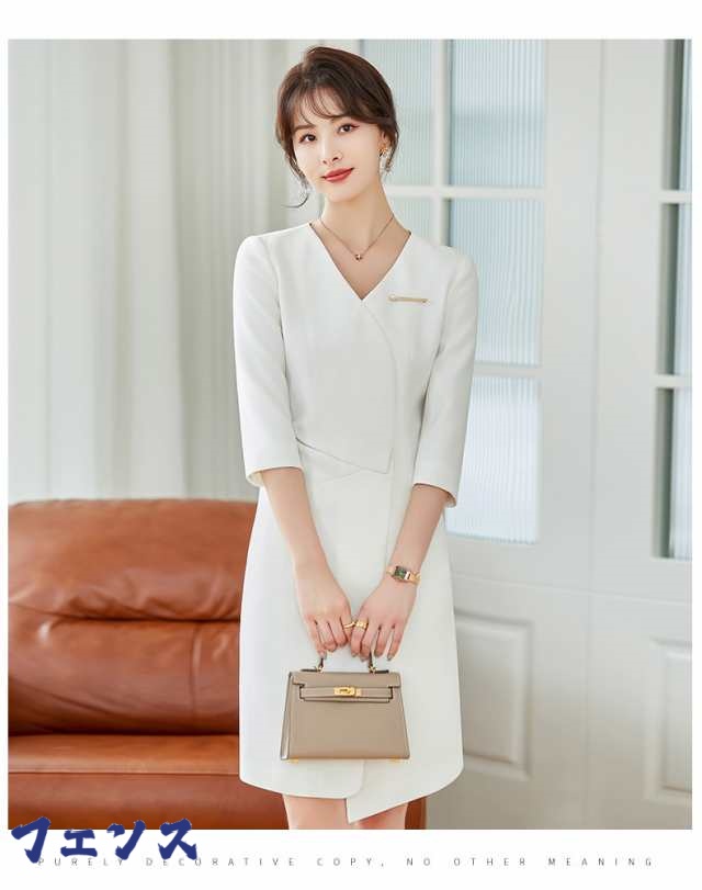 秋の新作特集 ギフトにも最適 着痩せ オフィス レディース 売上急増中 軽量仕様 事務服 無地 ビジネス 大きいサイズ 膝丈 vネック 受付 ユニフォーム 制服 ワンピース キレイめ エステサロン フォーマル 夏 おしゃれ 送料無料 低身長 お買い得プライス