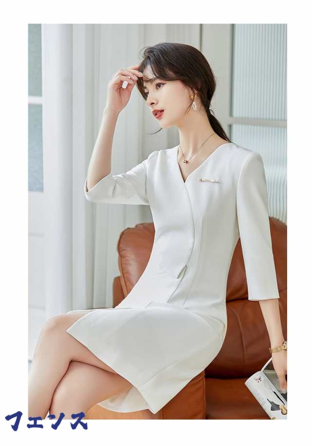 秋の新作特集 ギフトにも最適 着痩せ オフィス レディース 売上急増中 軽量仕様 事務服 無地 ビジネス 大きいサイズ 膝丈 vネック 受付 ユニフォーム 制服 ワンピース キレイめ エステサロン フォーマル 夏 おしゃれ 送料無料 低身長 お買い得プライス