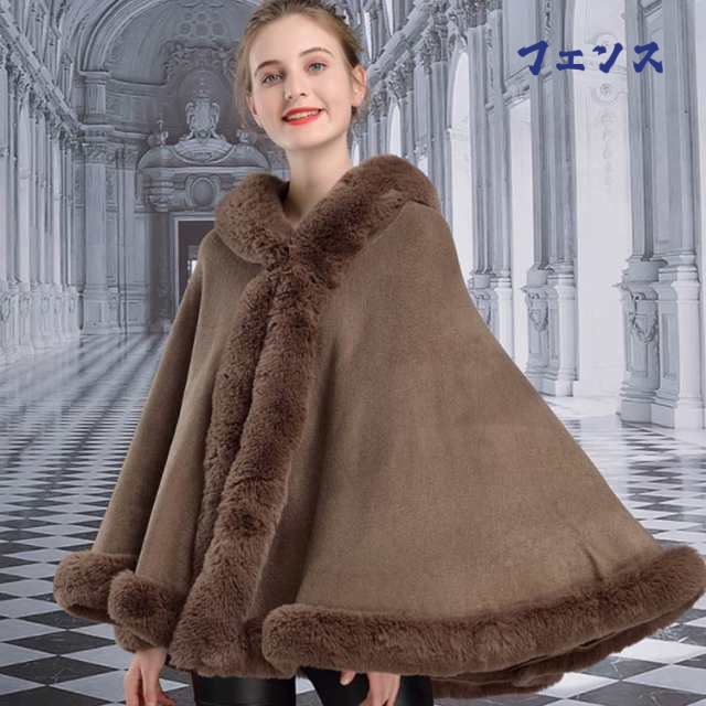 Amazon | [Vitality-F] ケープコート フェイクファー カシミヤ