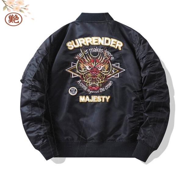 フライトジャケット 防風 ブルゾン 春秋冬 お兄系 -1 立ち襟 防寒 ジャンパー メンズ ミリタリージャケット 刺繍 スタジャン カジュアル