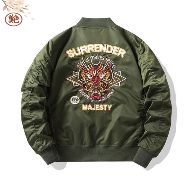 フライトジャケット 防風 ブルゾン 春秋冬 お兄系 -1 立ち襟 防寒 ジャンパー メンズ ミリタリージャケット 刺繍 スタジャン カジュアル